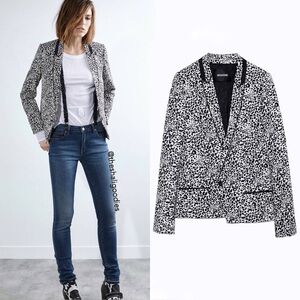 Zadig & Voltaire ⚜️ Deluxe Black Leopard Jacquard Vegam Blazer